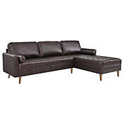 Modway Furniture Valour 98" Leather Sectional Sofa, Brown