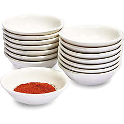 Juvale Small Ceramic Bowls for Dipping, Round Bowl (3 x 1 In, White, 15 Pack)