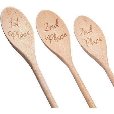 Farmlyn Creek Wooden Serving Spoons, 1st, 2nd, 3rd Place, Housewarming Gift (14 In, 3 Pack)
