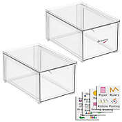 mDesign Plastic Stackable Craft Box Storage Drawer Bin Unit + 24 Labels