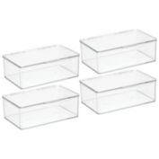 mDesign Storage Bin with Lid for Bathroom, Vanity, 4 Pack