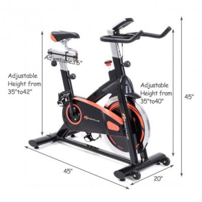 Costway Indoor Fixed Aerobic Fitness Exercise Bicycle with Flywheel and LCD Display