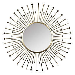 Homeroots Bed & Bath Gold Sunburst Round Wall Mirror Gold