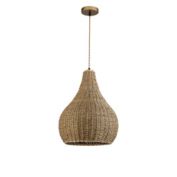 ELE Light & Decor Annika 1-Light Brown Pendant Design Pendant Light with Rattan Shade