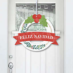 Big Dot of Happiness Feliz Navidad - Outdoor Holiday and Spanish Christmas Party Decor - Front Door Wreath