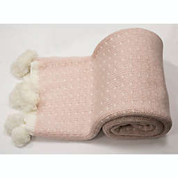 Myne Throw Blanket With Pom Poms 50"x60" Pink