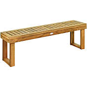 Slickblue 52 Inch Acacia Wood Dining Bench with Slatted Seat