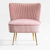 WestinTrends 25" Wide Tufted Velvet Accent Chair, Gold/Pink