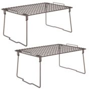 mDesign Metal Stackable Kitchen Storage Organizer Shelf, 2 Pack