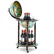 Costway 17 Inch Globe Wine Bar Stand 16th Century Italian Map Liquor Bottle Shelf Cart