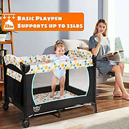 Costway 4-in-1 Convertible Portable Baby Playard with Changing Station-Blue