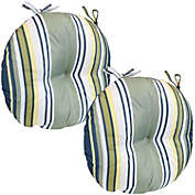 Sunnydaze Polyester Round Patio Seat Cushions - Set of 2 - Earth Tone Stripes