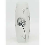 Art Glass Designs 11.75" White and Black Minimalist Barrel Glass Vase