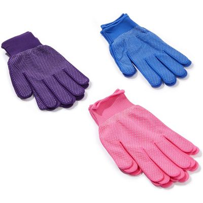 Juvale 6 Pairs Women&#39;s Gardening Gloves for Planting, Digging, Polyester Work Gloves with Grip (3 Colors)