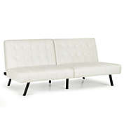 Slickblue Futon Sofa Bed PU Leather Convertible Folding Couch Sleeper Lounge-White