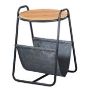 Monster Living Querencia Round Side Table with Fabric Storage for Living Room