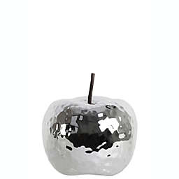 Urban Trends Collection Home Decor Ceramic Apple Figurine, Small, Dimpled Polished Chrome Finish - Silver
