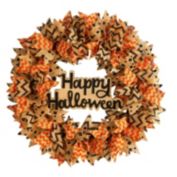 Nearly Natural 30"D Halloween Party Decorative Burlap Ribbon Wreath