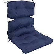 Sunnydaze Tufted High Back Olefin Indoor/Outdoor Patio Chair Cushion - Blue