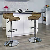 Flash Furniture Contemporary Wicker Adjustable Height Barstool with Waterfall Seat and Chrome Base