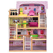 Gymax Kids Wood House Playset Doll Cottage Dollhouse w/ Furniture Children Gift Toy