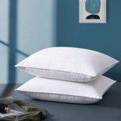 Unikome 2 Pack Goose Down and Feather Bed Pillow, 100% Cotton Shell, Down around Design, Queen