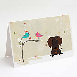 Caroline's Treasures Christmas Presents between Friends Dachshund - Chocolate Greeting Cards and Envelopes Pack of 8 7 x 5