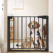 Stock Preferred Extra Wide Large Baby Gate with Swing Door in Black