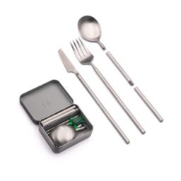 Outlery Portable & Reusable Stainless Steel Travel Cutlery Set (Black) - Includes Travel