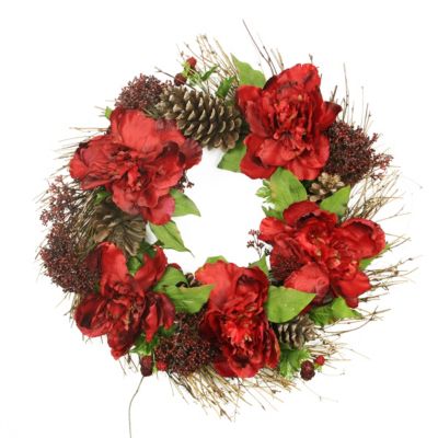 Allstate Peony Floral Artificial Christmas Wreath - 24-Inch, Unlit