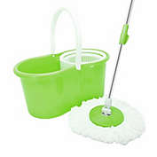 Infinity Merch 360° Rotating Head Easy Spin Dry Floor Mop Bucket Green