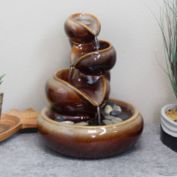 Infinity Merch Tiered Vessels Ceramic Indoor Water Fountain 10 in