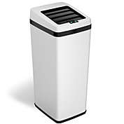 iTouchless Stainless Steel Sliding Lid Sensor Trash Can with AbsorbX Odor Filter 14 Gallon White