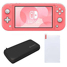Nintendo Switch Lite in Coral with Screen Protector and Case
