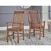 A-America Laurelhurst Slatback Arm Chair, Contoured Solid Wood Seat, Mission Oak Finish