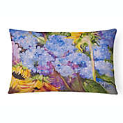 Caroline&#39;s Treasures Hydrangeas and Sunflowers Canvas Fabric Decorative Pillow 12 x 16