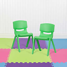 Flash Furniture 2 Pack Green Plastic Stackable School Chair with 13.25" Seat Height