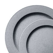 Smarty Had A Party Matte Steel Gray Round Disposable Plastic Dinnerware Value Set (120 Dinner Plates + 120 Salad Plates)