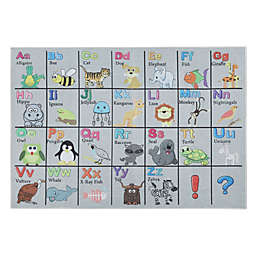 SUSSEXHOME Washable Cotton Educational Rug for Kids Room - Alphabet - Grey, 39.5 x 59 Inches