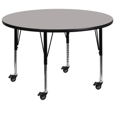 Emma and Oliver Mobile 48" Round Grey HP Laminate Preschool Activity Table. View a larger version of this product image.