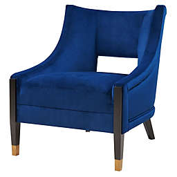 New Pacific Direct Eugene Velvet Fabric Accent Chair, Dulce Blue