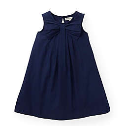 Hope & Henry Girls' A-line Dress with Bow Front (Navy, 6-12 Months)