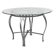 Flash Furniture Syracuse 45&#39;&#39; Round Glass Dining Table with Silver Metal Frame