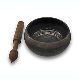 Zeckos Antiqued Brass Tibetan Meditation Singing Bowl With Wooden Mallet