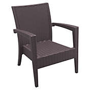 Siesta Miami Resin Club Chair Brown with Sunbrella Natural Cushion, set of 2
