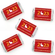 Big Dot of Happiness Lunar New Year - Mini Candy Bar Wrapper Stickers - 2023 Year of The Rabbit Party Small Favors - 40 Count