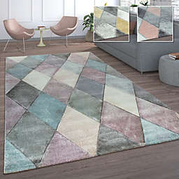 Paco Home Colorful Area Rug for the Living Room with Diamond Pattern in 3D