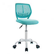 Costway Adjustable Office Task Desk Armless Chair-Turquoise