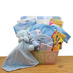 GBDS Easy as ABC New Baby Gift Basket - Blue - baby bath set -  baby boy gift basket