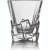 The Wine Savant Wine and Whiskey Iceberg Decanter with 4 Glasses and Wood Tray